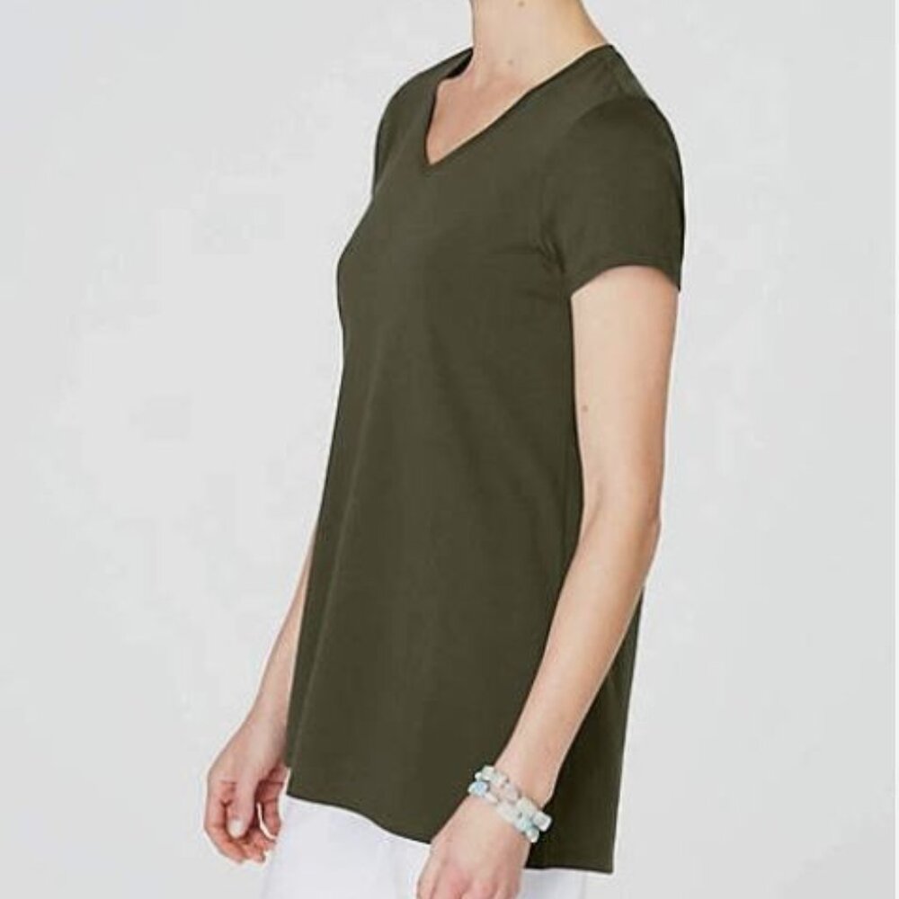 NWT J Jill Pima Cotton 100% Knit Black V-neck Petite Small Tee - Picture 3 of 8